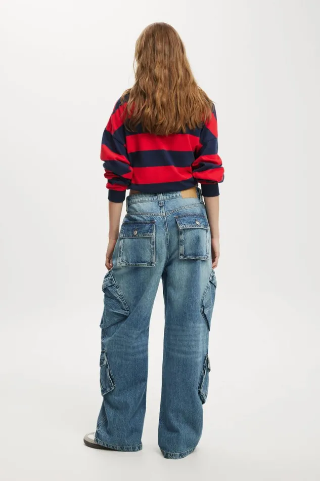 Cargo Super Baggy Jean Surfers Blue Women Cotton On Pants