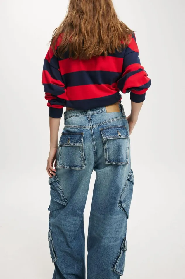 Cargo Super Baggy Jean Surfers Blue Women Cotton On Pants