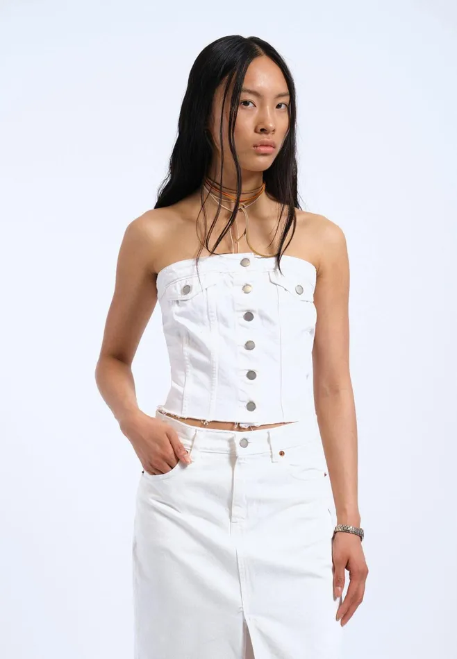 Carli Tube Top 8211 White White Women Dr Denim Tees and Tanks
