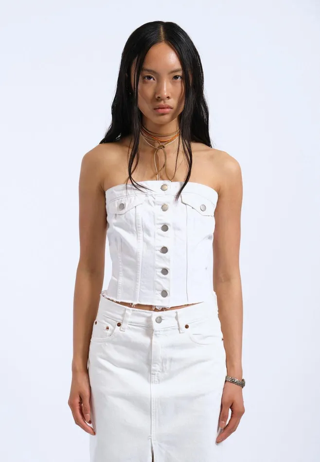Carli Tube Top 8211 White White Women Dr Denim Tees and Tanks