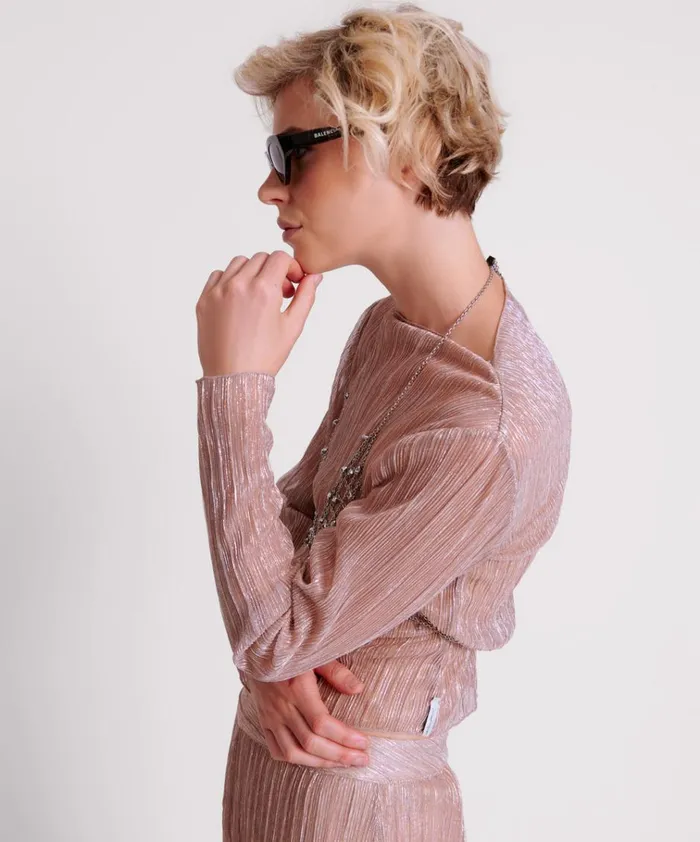 CELESTIAL ROSE PLISSE LONGSLEEVE TOP Women One Teaspoon Tops CELESTIAL ROSE PLISSE LONGSLEEVE TOP Women One Teaspoon Tops