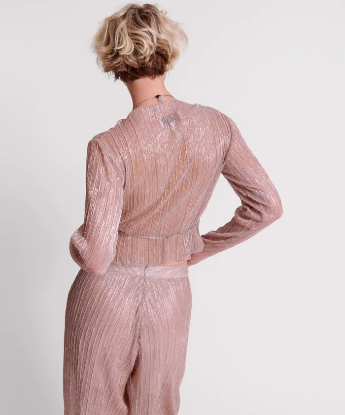 CELESTIAL ROSE PLISSE LONGSLEEVE TOP Women One Teaspoon Tops CELESTIAL ROSE PLISSE LONGSLEEVE TOP Women One Teaspoon Tops