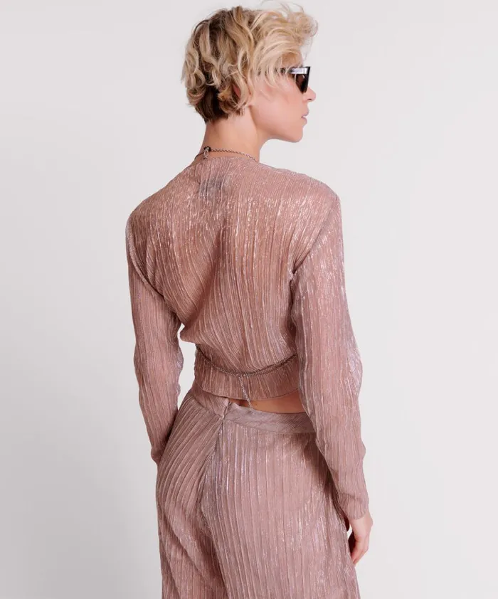 CELESTIAL ROSE PLISSE LONGSLEEVE TOP Women One Teaspoon Tops CELESTIAL ROSE PLISSE LONGSLEEVE TOP Women One Teaspoon Tops