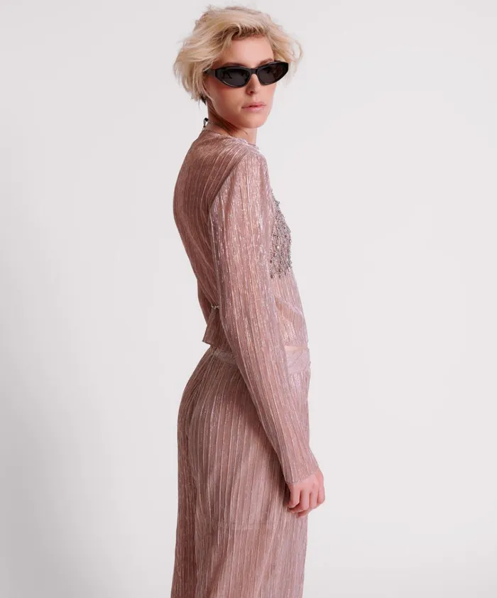 CELESTIAL ROSE PLISSE LONGSLEEVE TOP Women One Teaspoon Tops CELESTIAL ROSE PLISSE LONGSLEEVE TOP Women One Teaspoon Tops