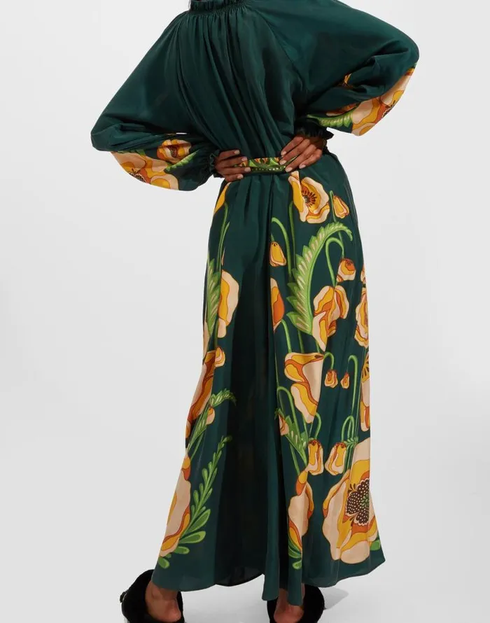 Cerere Dress Place Poppies Green Place Women La Double J Dresses Cerere Dress Place Poppies Green Place Women La Double J Dresses