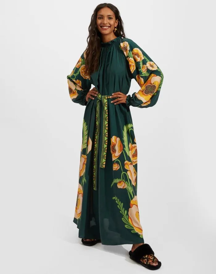Cerere Dress Place Poppies Green Place Women La Double J Dresses Cerere Dress Place Poppies Green Place Women La Double J Dresses