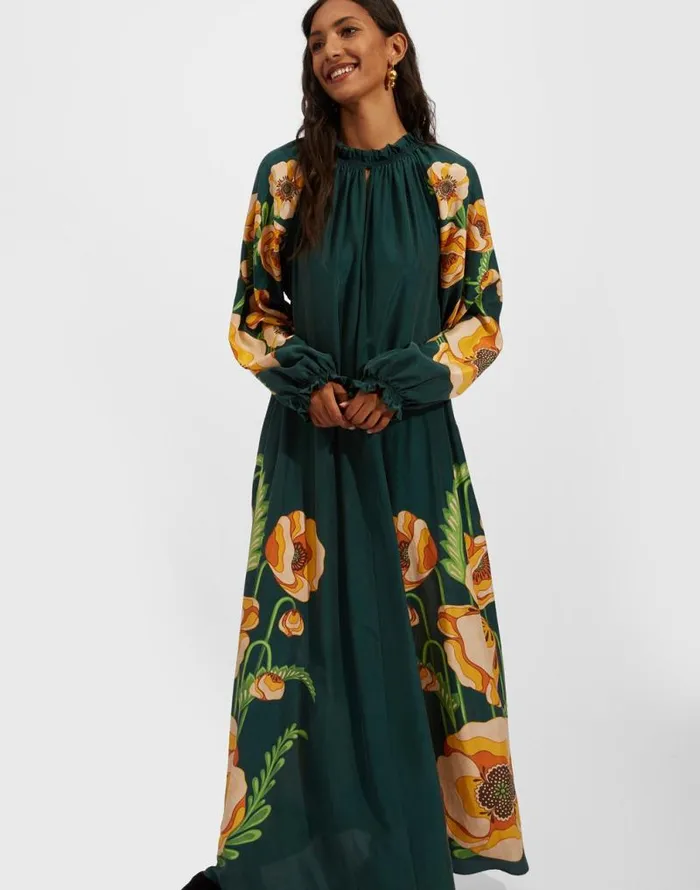 Cerere Dress Place Poppies Green Place Women La Double J Dresses Cerere Dress Place Poppies Green Place Women La Double J Dresses