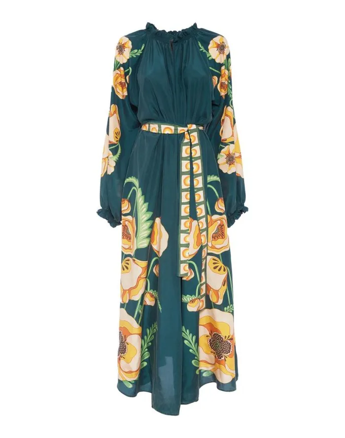 Cerere Dress Place Poppies Green Place Women La Double J Dresses Cerere Dress Place Poppies Green Place Women La Double J Dresses