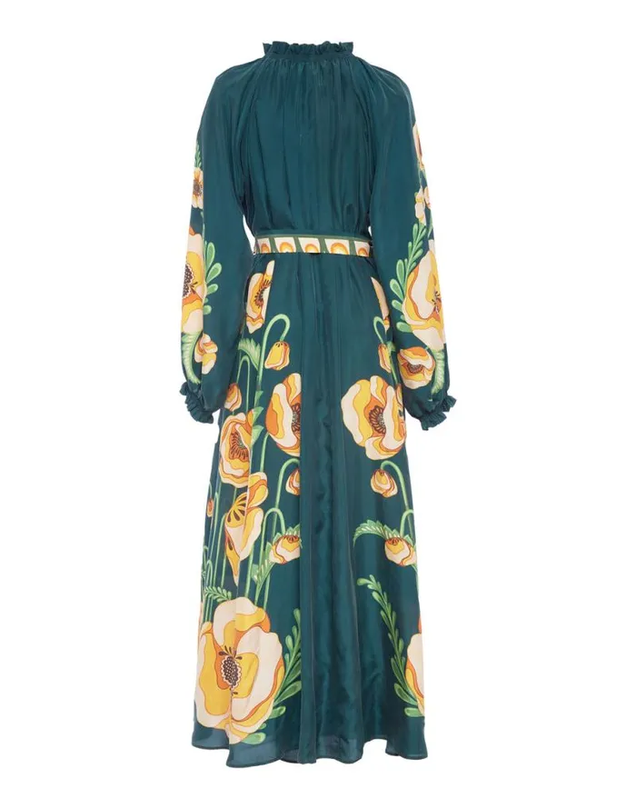 Cerere Dress Place Poppies Green Place Women La Double J Dresses Cerere Dress Place Poppies Green Place Women La Double J Dresses