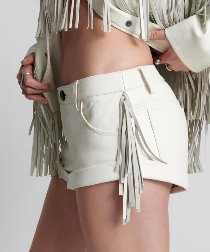 CHAOS WALKING FRINGED LEATHER BANDIT SHORTS Women One Teaspoon Bottoms CHAOS WALKING FRINGED LEATHER BANDIT SHORTS Women One Teaspoon Bottoms