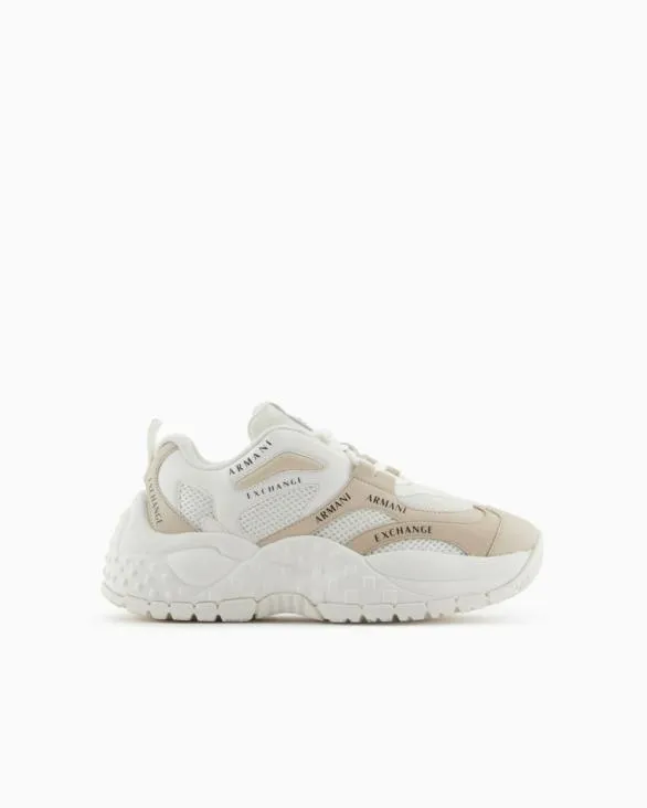 Chunky Sneakers With Contrasting Inserts Beige Women Armani Sneakers