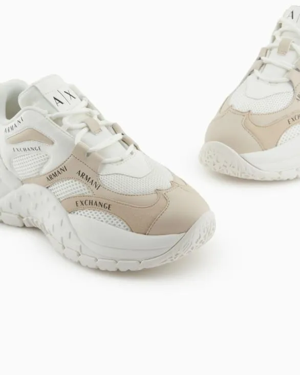 Chunky Sneakers With Contrasting Inserts Beige Women Armani Sneakers Chunky Sneakers With Contrasting Inserts Beige Women Armani Sneakers
