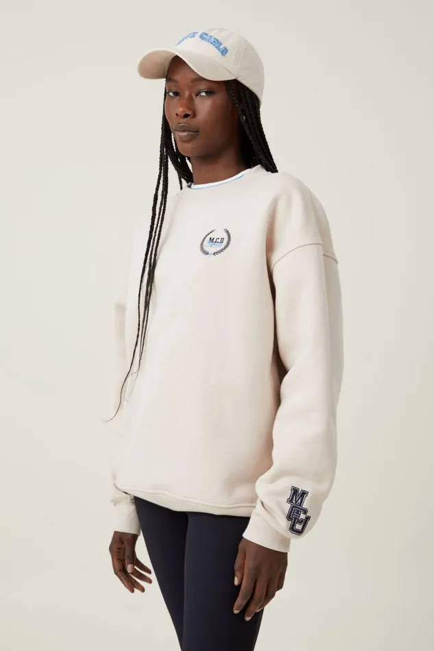Classic Fleece Graphic Crew Sweatshirt Monte Carlo Stone Women Cotton On Tops