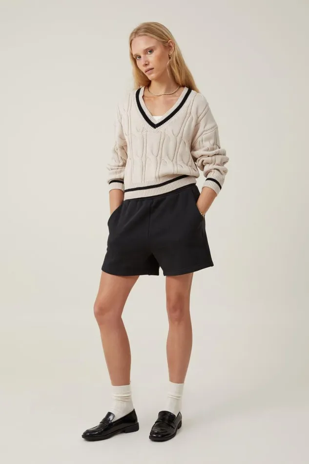 Classic Fleece Short Black Women Cotton On Tops