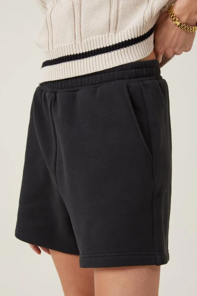 Classic Fleece Short Black Women Cotton On Tops