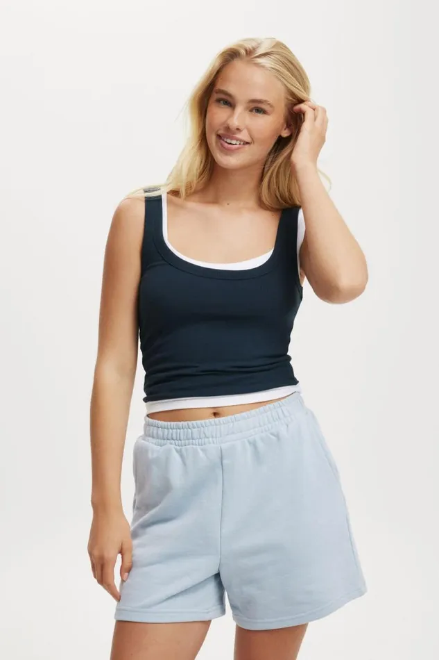 Classic Fleece Short Coastal Blue Women Cotton On Sweats and Hoodies