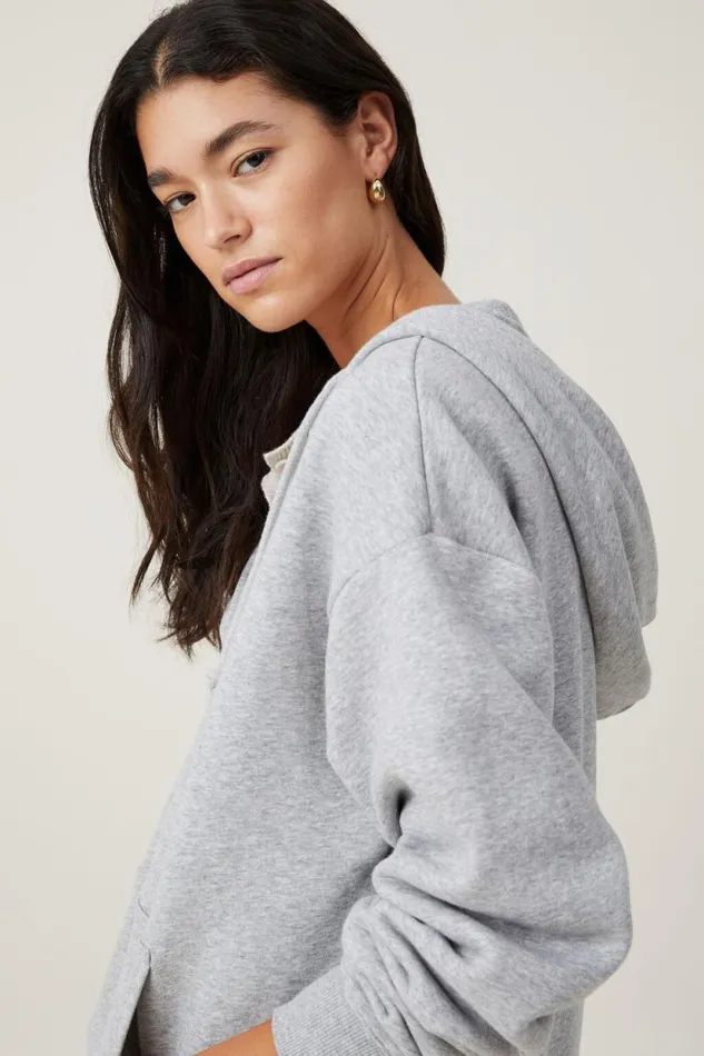 Classic ZipThrough Hoodie Grey Marle Women Cotton On Tops Classic ZipThrough Hoodie Grey Marle Women Cotton On Tops