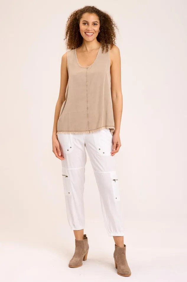 Clothing Crops XCVI Danez Banded Crop White