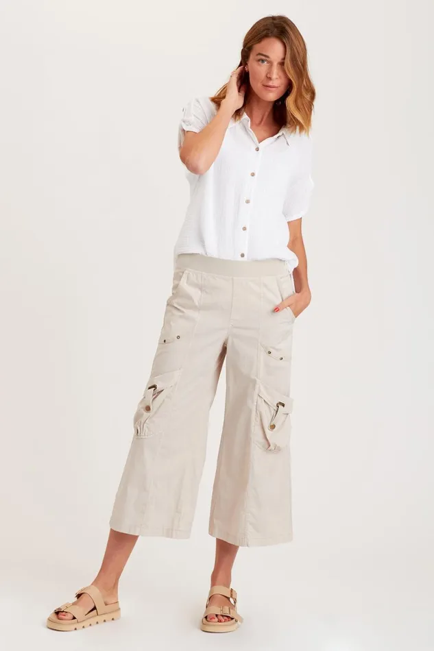 Clothing Crops XCVI Faulkner Wide Leg Crop Cremini