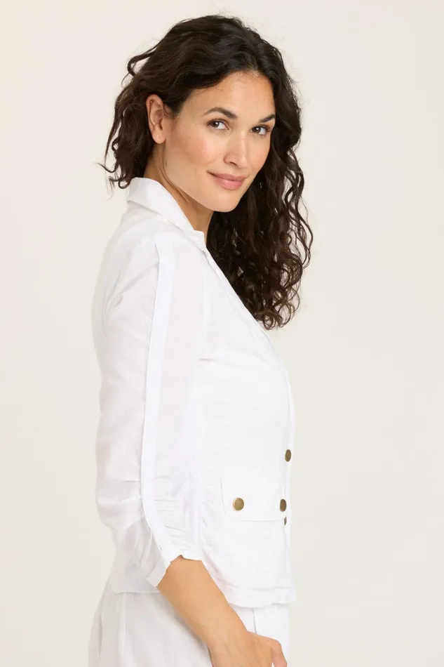 Clothing Jackets XCVI Linen Folksy Jacket White