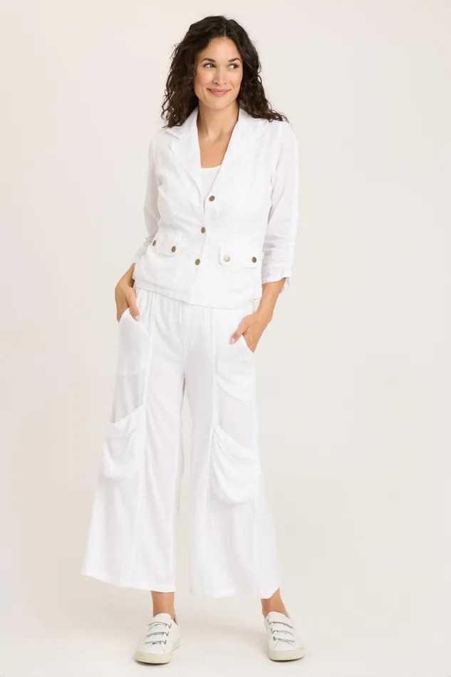 Clothing Jackets XCVI Linen Folksy Jacket White