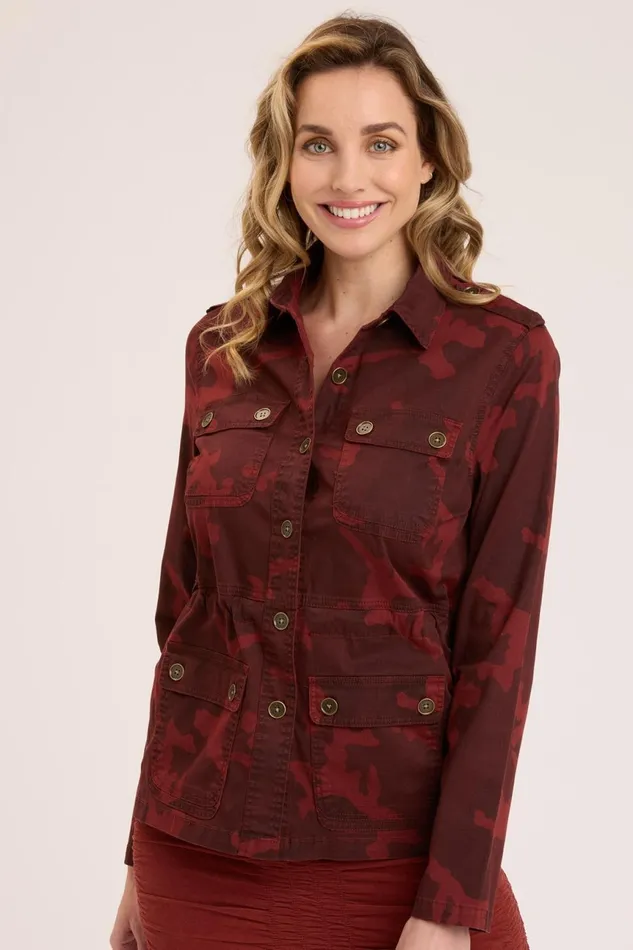 Clothing Jackets XCVI Orso Printed Utility Jacket Port Pigment