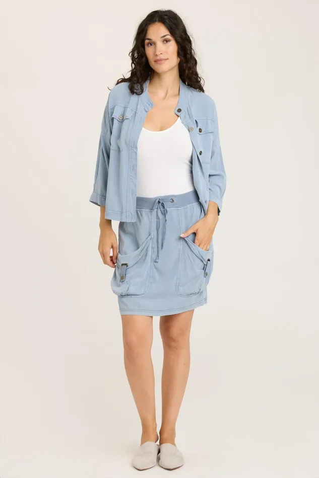 Clothing Jackets XCVI Twill Colbert Jacket Orion Blue Pigment