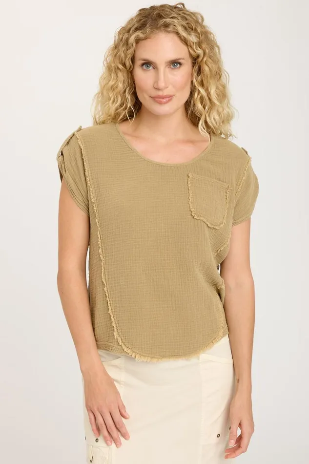 Clothing ShirtsBlouses XCVI Grigg Tee Linwood Sands Pigment
