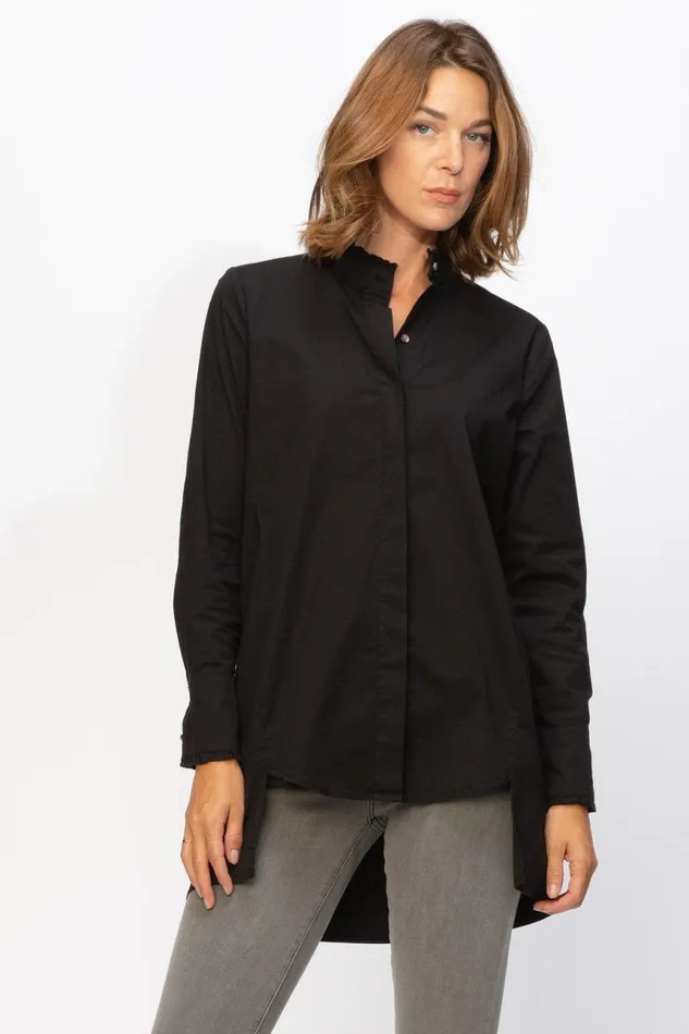 Clothing ShirtsBlouses XCVI Lina Ruffle ButtonUp Black