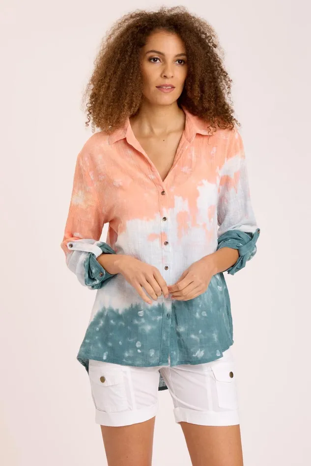 Clothing ShirtsBlouses XCVI Porter Blouse Riverine Wash Sundown