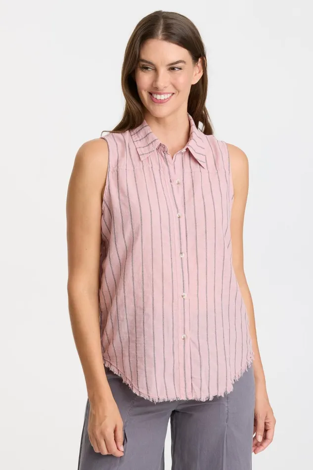 Clothing Tanks XCVI Striped Otto Top Lavender Suede