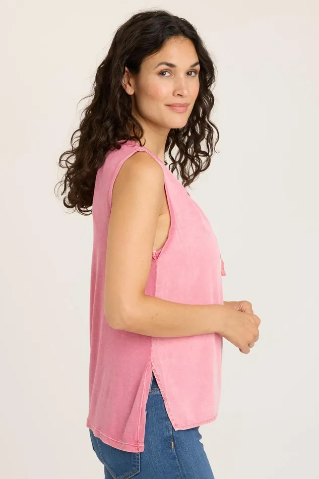 Clothing Tanks XCVI Twill Antoine Tank Distress Wash Rose