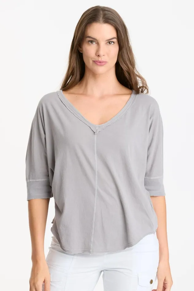Clothing Tees XCVI Gardiner Banded Sleeve Top 20 Cotton Grey Pigment