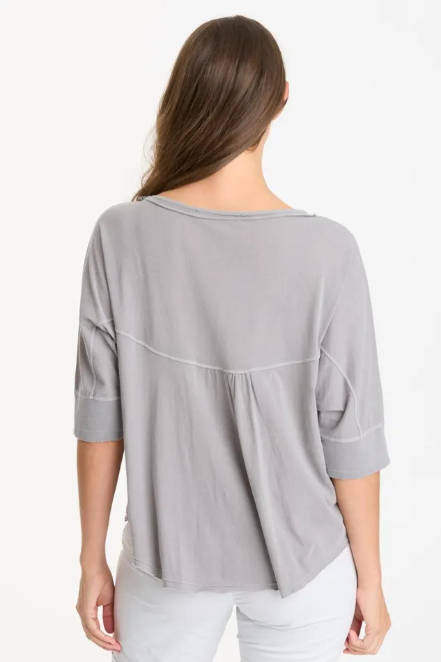 Clothing Tees XCVI Gardiner Banded Sleeve Top 20 Cotton Grey Pigment