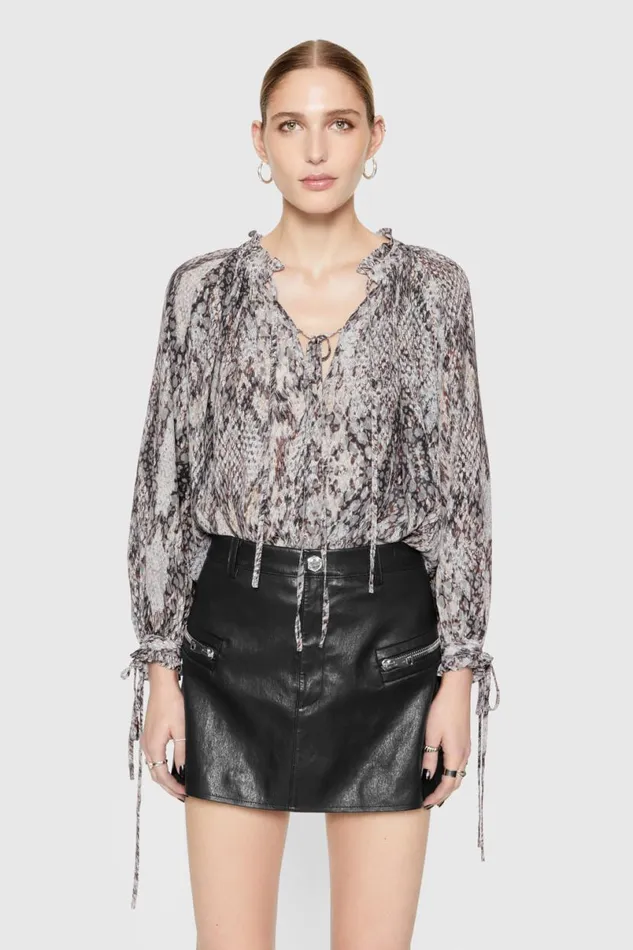 Clothing Tops Rebecca Minkoff Rosalie Printed Blouse Python Print