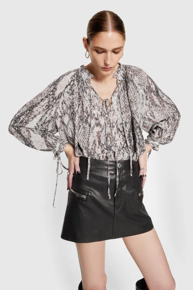 Clothing Tops Rebecca Minkoff Rosalie Printed Blouse Python Print