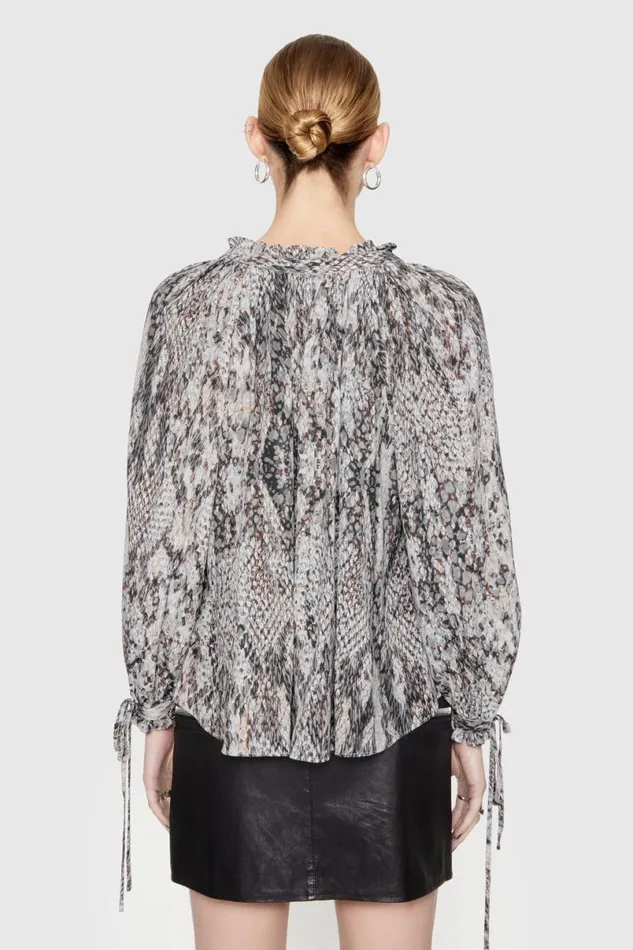 Clothing Tops Rebecca Minkoff Rosalie Printed Blouse Python Print