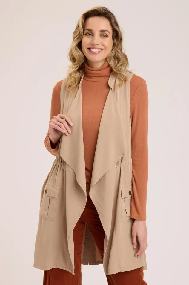 Clothing Vests XCVI Twill Slade Vest Burlap