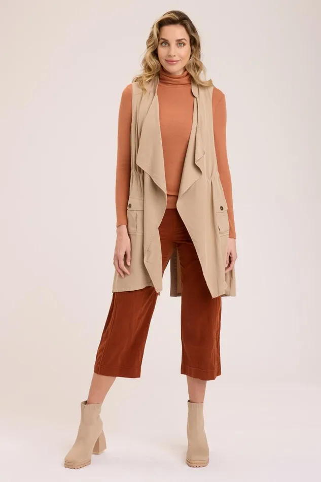 Clothing Vests XCVI Twill Slade Vest Burlap