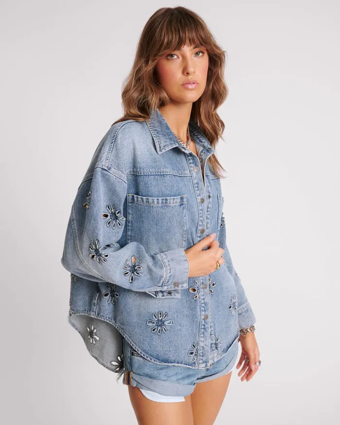 COBAINE DAISY DARIA DENIM SHIRT Women One Teaspoon Denim Tops COBAINE DAISY DARIA DENIM SHIRT Women One Teaspoon Denim Tops