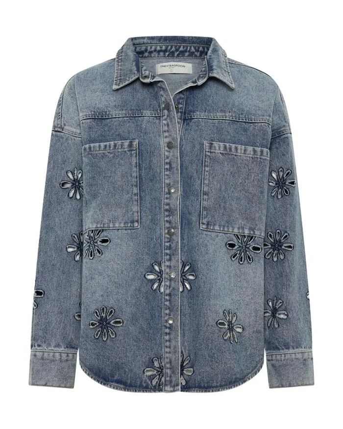COBAINE DAISY DARIA DENIM SHIRT Women One Teaspoon Denim Tops COBAINE DAISY DARIA DENIM SHIRT Women One Teaspoon Denim Tops