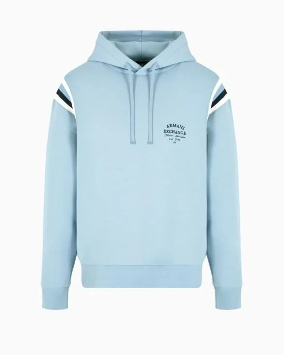 Cotton Blend Sweatshirt With Stripes On The Shoulders Lightblue Men Armani Matching Sets