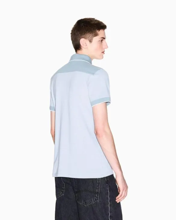 Cotton Polo With Contrasting Details Lightblue Men Armani Polo Shirts Cotton Polo With Contrasting Details Lightblue Men Armani Polo Shirts