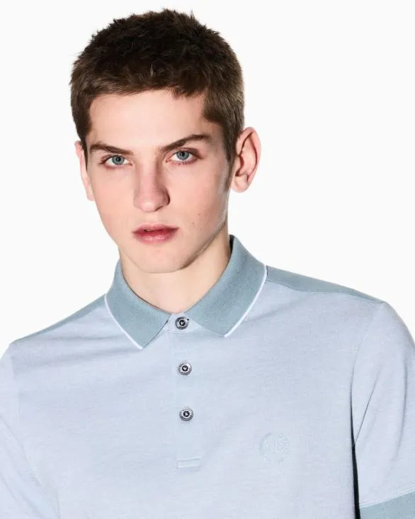 Cotton Polo With Contrasting Details Lightblue Men Armani Polo Shirts Cotton Polo With Contrasting Details Lightblue Men Armani Polo Shirts