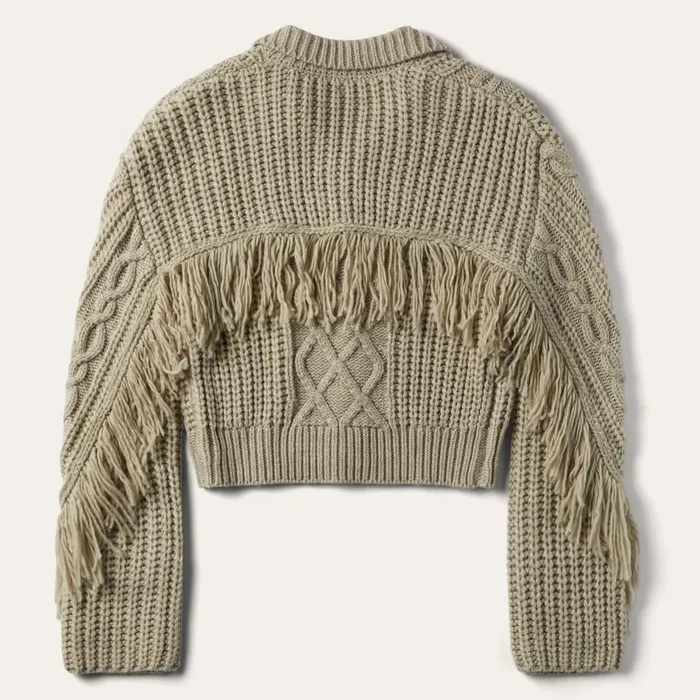 Cream Fringed Cardigan Tan Women Stetson Fringe Jackets