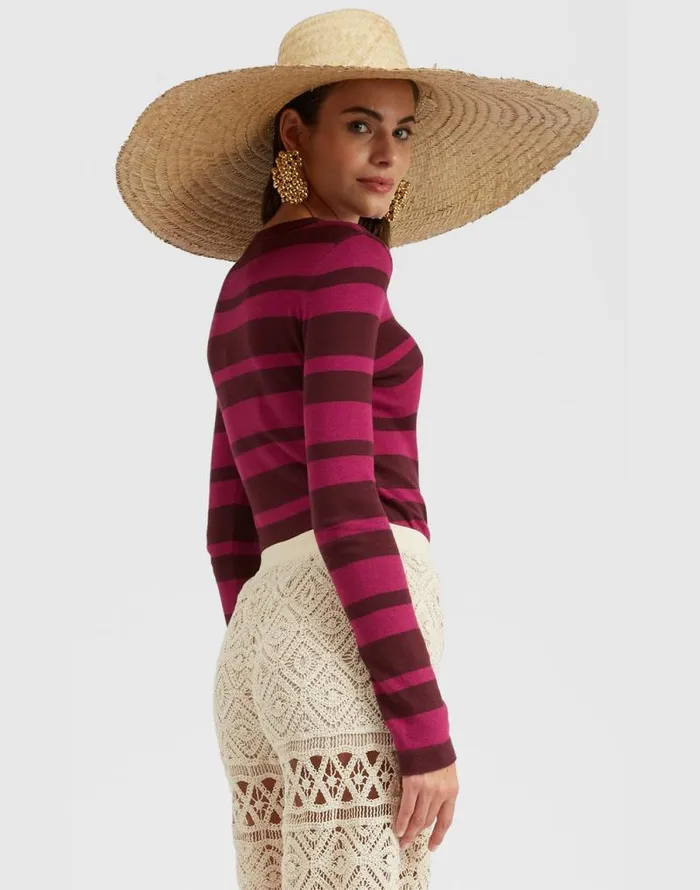 Crew Top Solid Fuchsia Women La Double J Knitwear Crew Top Solid Fuchsia Women La Double J Knitwear