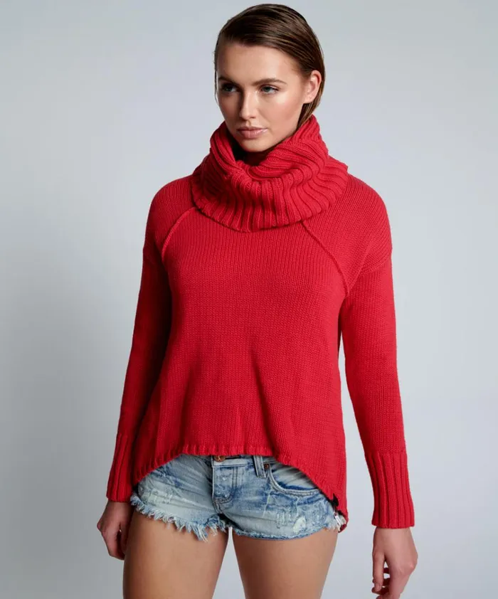 CRIMSON THICK PURE ROLL NECK SWEATER Women One Teaspoon Knitwear