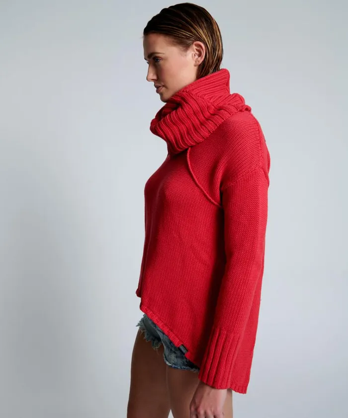 CRIMSON THICK PURE ROLL NECK SWEATER Women One Teaspoon Knitwear CRIMSON THICK PURE ROLL NECK SWEATER Women One Teaspoon Knitwear