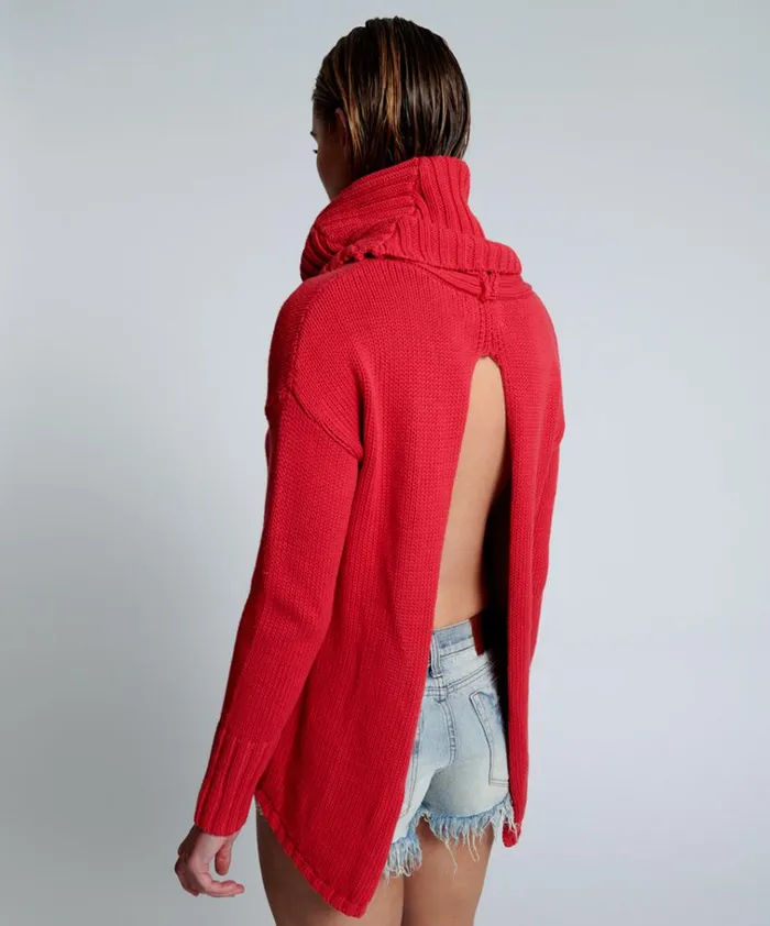 CRIMSON THICK PURE ROLL NECK SWEATER Women One Teaspoon Knitwear CRIMSON THICK PURE ROLL NECK SWEATER Women One Teaspoon Knitwear