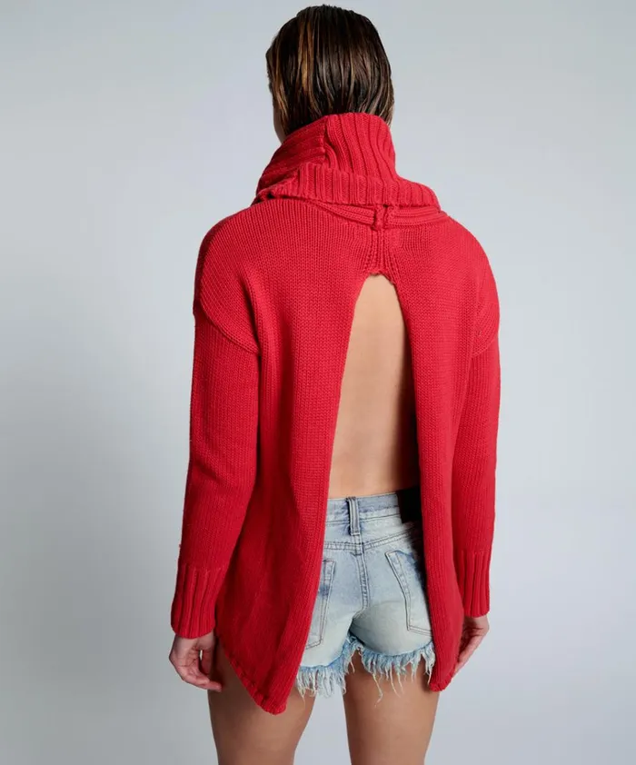CRIMSON THICK PURE ROLL NECK SWEATER Women One Teaspoon Knitwear CRIMSON THICK PURE ROLL NECK SWEATER Women One Teaspoon Knitwear